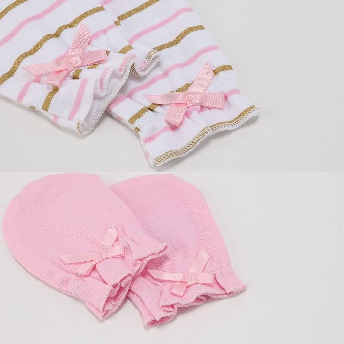 Newborn Baby Boy Girl Caps Mittens Socks Set Cotton Baby Essentials Accessories - Image 3