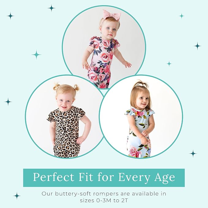 Posh Peanut Baby Girl Pajamas – Ruffled Cap Sleeve Romper PJs – Soft Viscose - Image 8