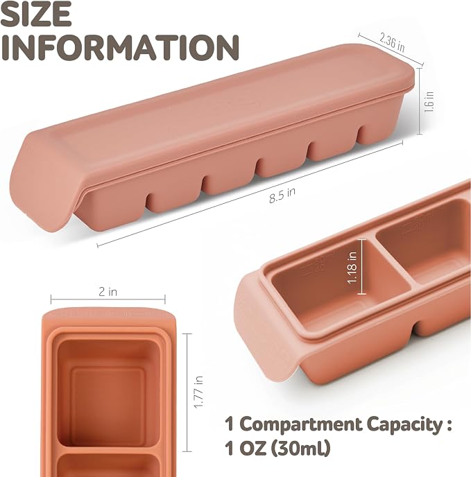 6 Section-1oz, Taupe Brown Breastmilk Freezer Storage Trays, Food Grade - Image 6