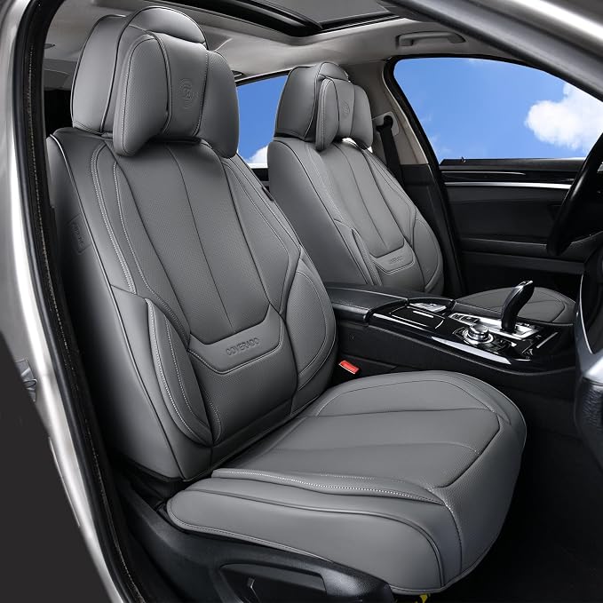 Coverado Universal Seat Covers Front, Waterproof Nappa Leather Car Seat Covers by COVERADOAUTO