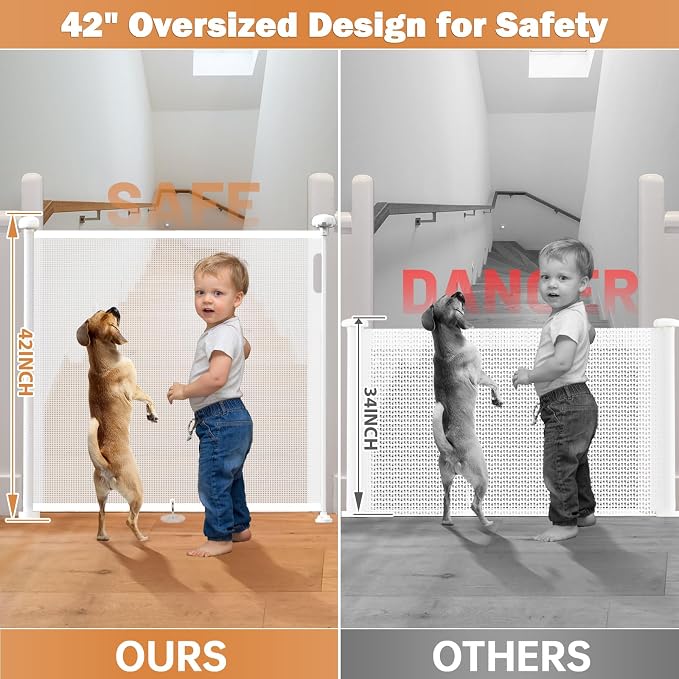 42" Extra Tall Retractable Baby Gates Dog Gate - Image 2