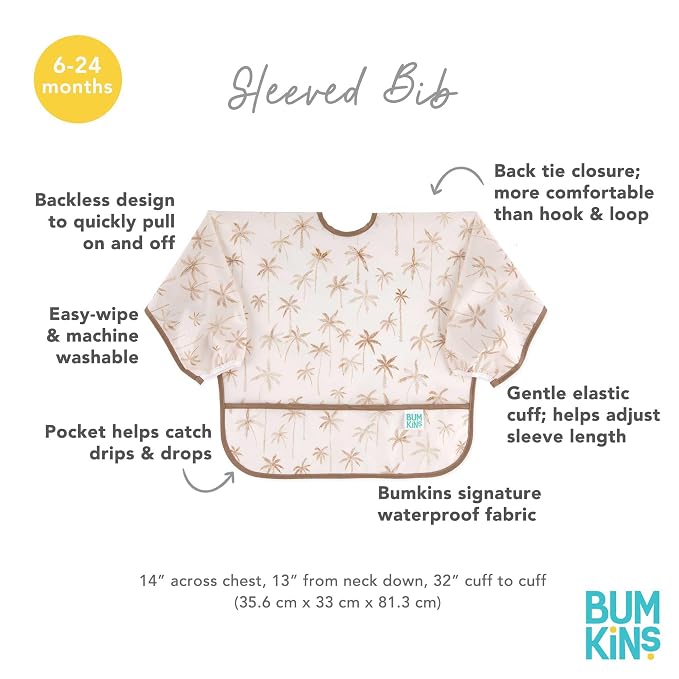 Bumkins Sleeved Bib for Girl or Boy, Baby and Toddler for 6-24 Mos, Essential - Image 4