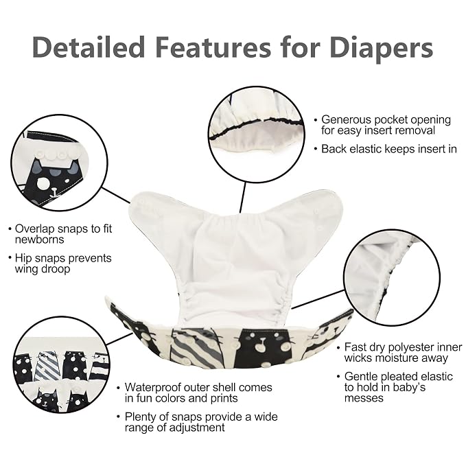 babygoal Reusable Cloth Diapers 6 Pack - Image 4