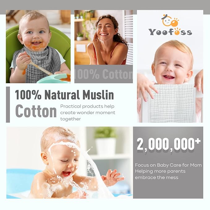 Yoofoss Muslin Burp Cloths for Baby 10 Pack 100% Cotton Baby Washcloths for - Image 6