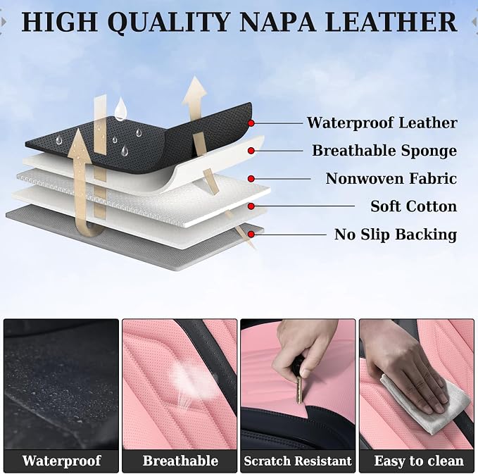 Coverado Car Seat Covers Full Set, Car Seat Protectors Leather Seat Covers - Image 7