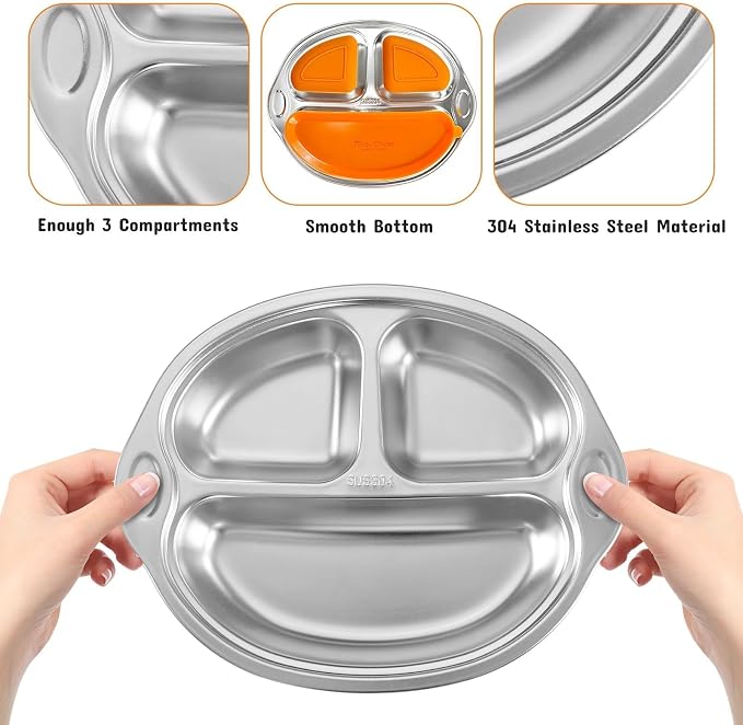 Stainless Steel Baby Suction Plates: Divided Plates - Image 5