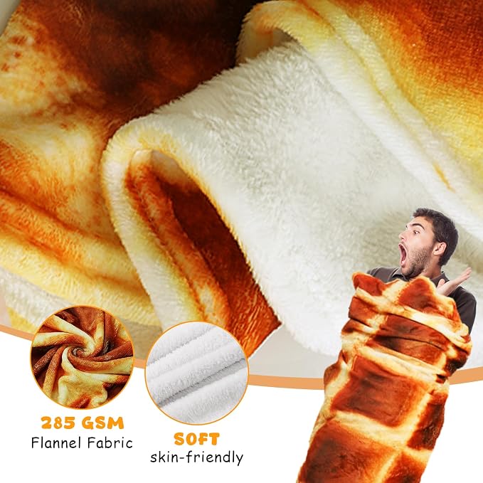 Waffle Blanket for Teen Kids, 60 inch Food Blanket for Funny Gifts, Round Throw - Image 5