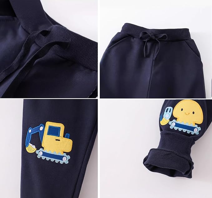 Boys Pants, Toddler 3 Pack Drawstring Elastic Sweatpants Cartoon Active Joggers - Image 3