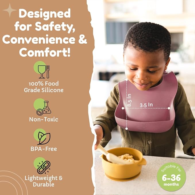 Silicone Bib 2-Pack: Safe, Food-Grade. Waterproof, Adjustable Neck Band - Image 3