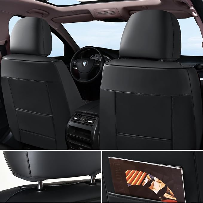Doogo Seat Covers Full Set, Leather Car Seat Covers Luxury Waterproof Truck - Image 4