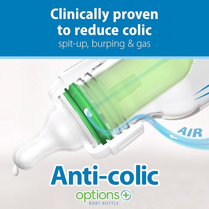 Dr. Brown's Natural Flow Anti-Colic Options+ Narrow Baby Bottle, Pig & Frog - Image 2