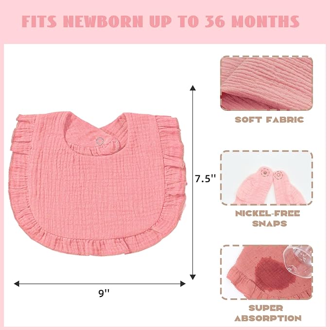 Baby Muslin Bibs, Bandana Drool Bib - Image 3