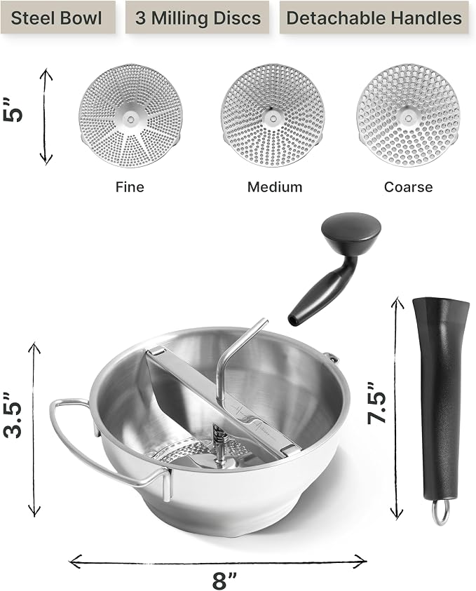 Stainless Steel Food Mill with Detachable Handles – Hand Crank Grinder - Image 4
