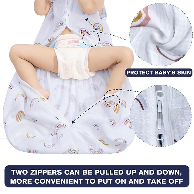 2 Pack Baby Sleep Sack 0-6 Months 100% Organic Cotton Muslin Baby Sleeping Bag - Image 4