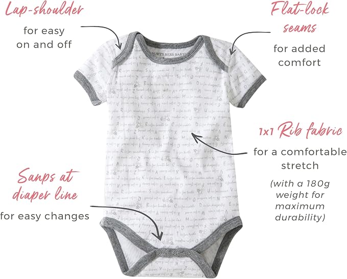 Burt's Bees Baby Organic Cotton Bodysuits – Baby Boy & Girl Short and Long - Image 3