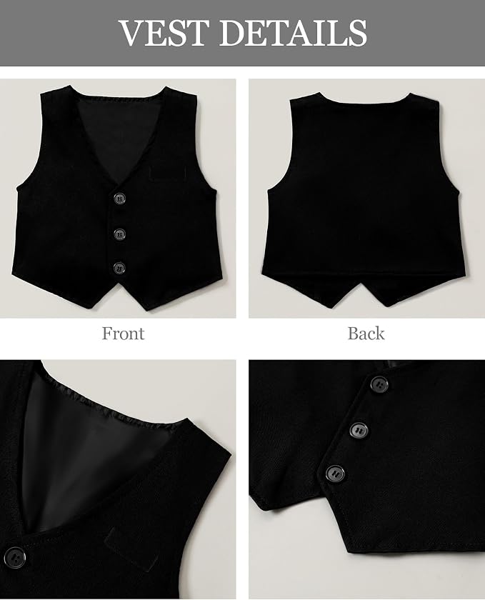 Baby Boy Clothes Gentleman Baby Suit Long Sleeve Romper+Vest+Bow Tie+Corsage - Image 6