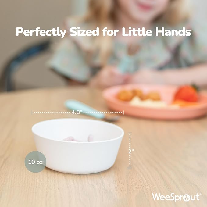 WeeSprout Bamboo Kids Bowls, Set of Four 10 oz Kid-Sized Bamboo Bowls, - Image 2