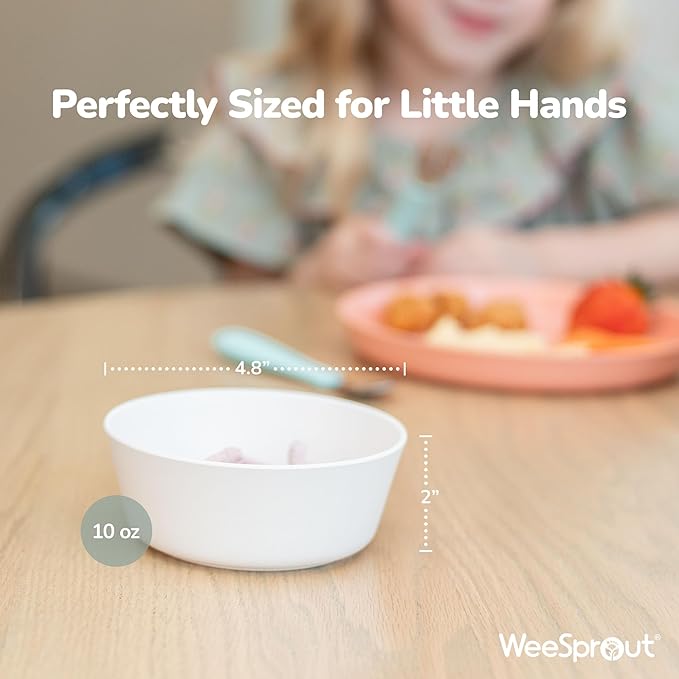 WeeSprout Bamboo Kids Bowls, Set of Four 10 oz Kid-Sized Bamboo Bowls, - Image 2