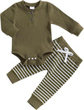 Newborn Baby Boy Girl Clothes Ribbed Knitted Long Sleeve Romper Pants Solid by MABABY