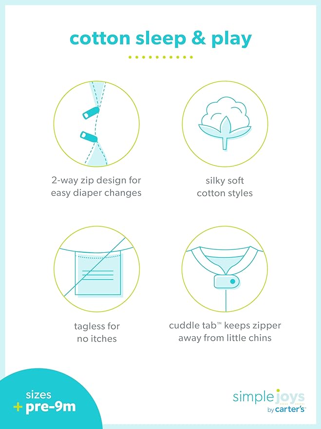 Simple Joys by Carter's Baby Neutral 2-Pack Cotton Footed Sleep and Play - Image 7
