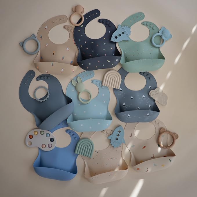 mushie Silicone Baby Bib | Adjustable Fit Waterproof Bibs - Image 6
