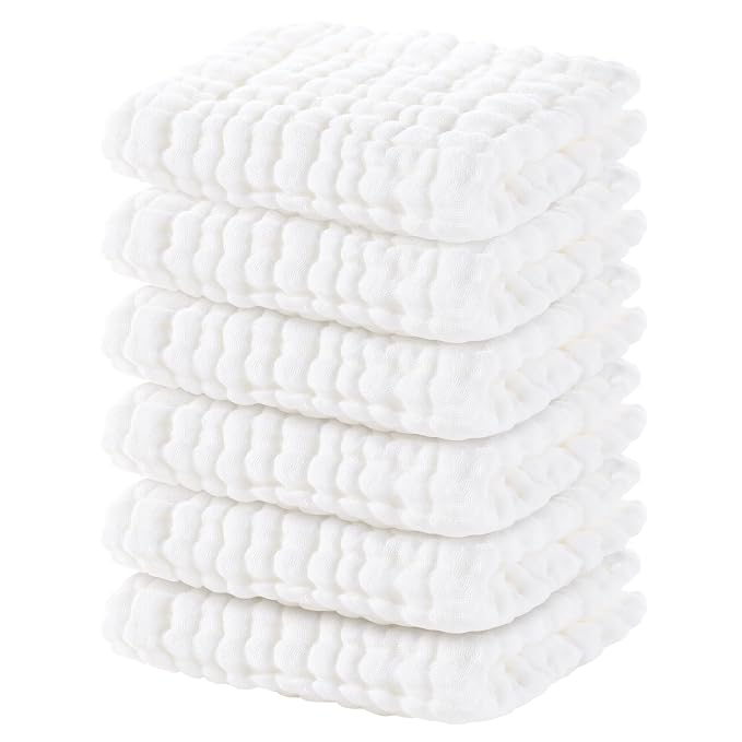 Yoofoss Muslin Baby Washcloths 100% Cotton Face Towels 6 Pack Wash Cloths by YOOFOSS