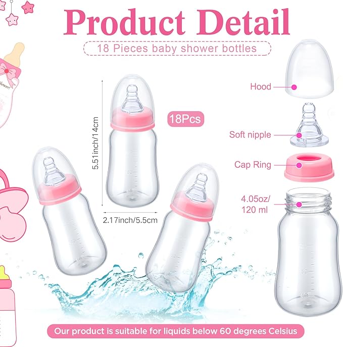 Roowest Bottle Chug Baby Shower Game Favors Including Wideflower Theme Wooden - Image 3