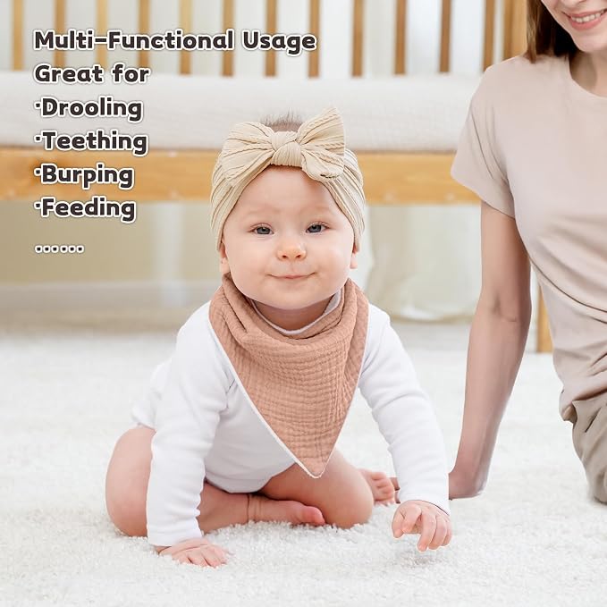 Susurration Muslin Baby Drool Bibs 6Pack Soft Triangular Adjustable Baby - Image 5