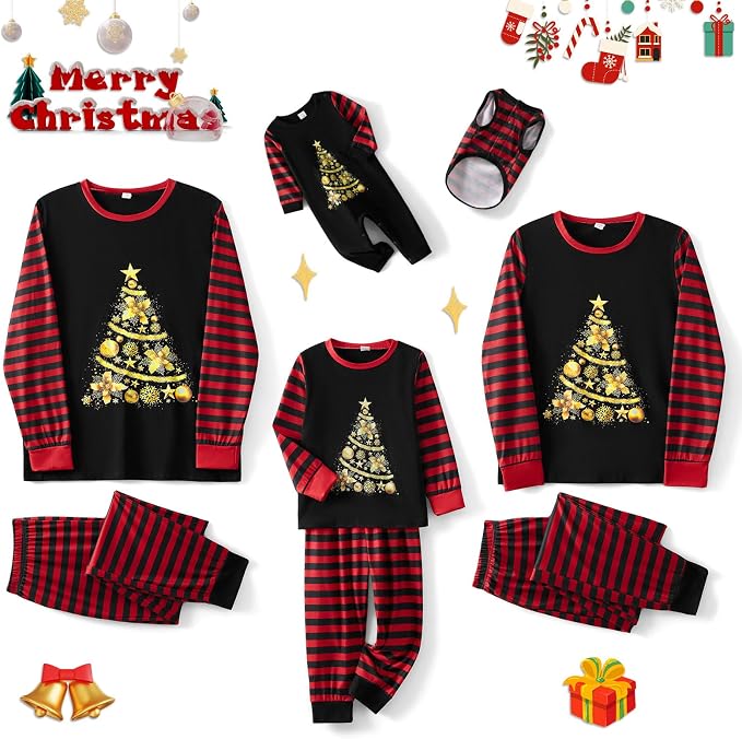Awoscut Christmas Family Matching Pajamas Christmas Pjs Holiday Nightwear - Image 6