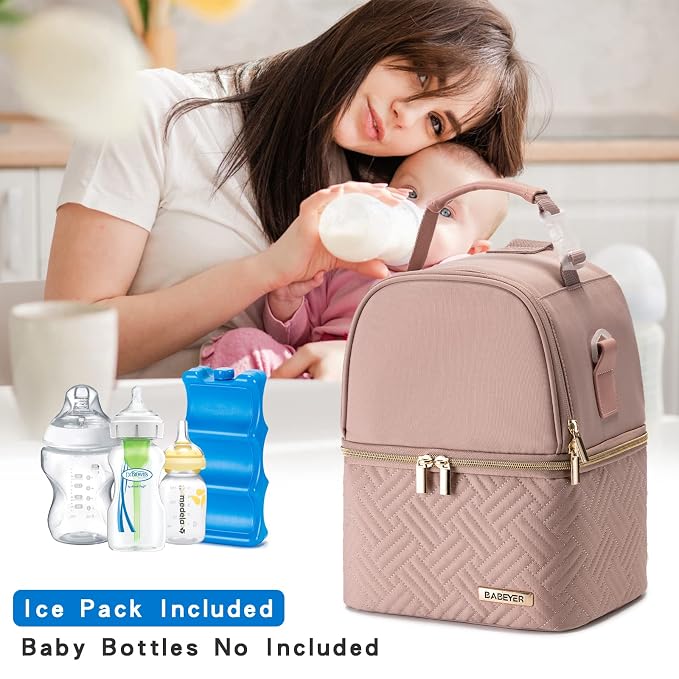 Breastmilk Cooler Bag with Ice Pack Fits 6 Baby Bottles up to 9 Ounce, Breast - Image 7