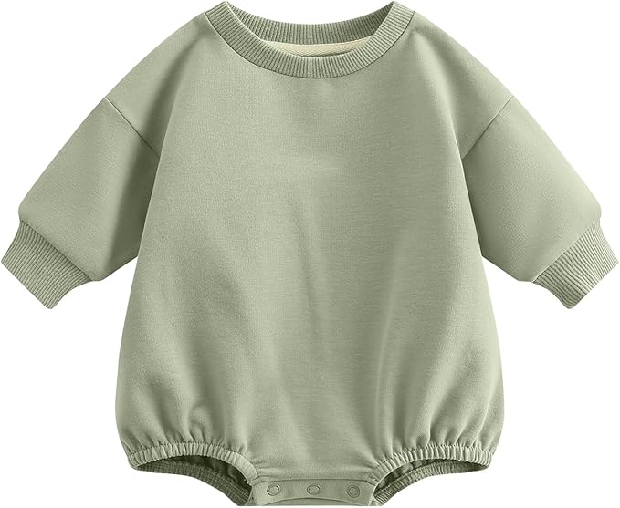 Bafeicao Baby Boy Girl Sweatshirt Romper Organic Cotton Solid Color Long Sleeve by Bafeicao