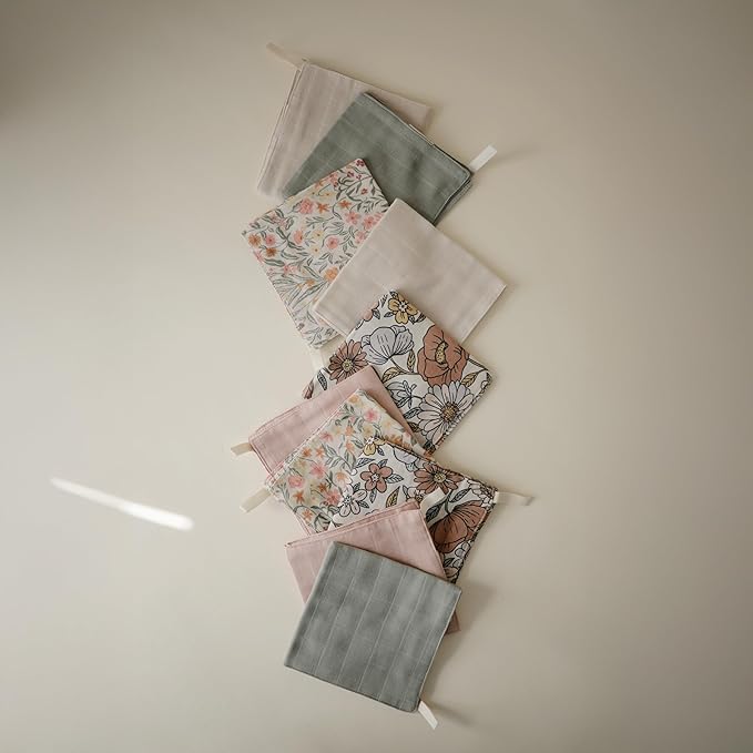 mushie Muslin Organic Cotton Washcloths 5-Pack | Soft Wipes - Image 4