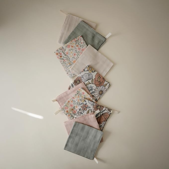 mushie Muslin Organic Cotton Washcloths 5-Pack | Soft Wipes - Image 5