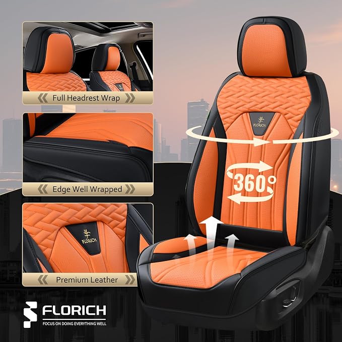 FLORICH Seat Covers for Cars, Waterproof Automotive Seat Covers, Leather Car - Image 3