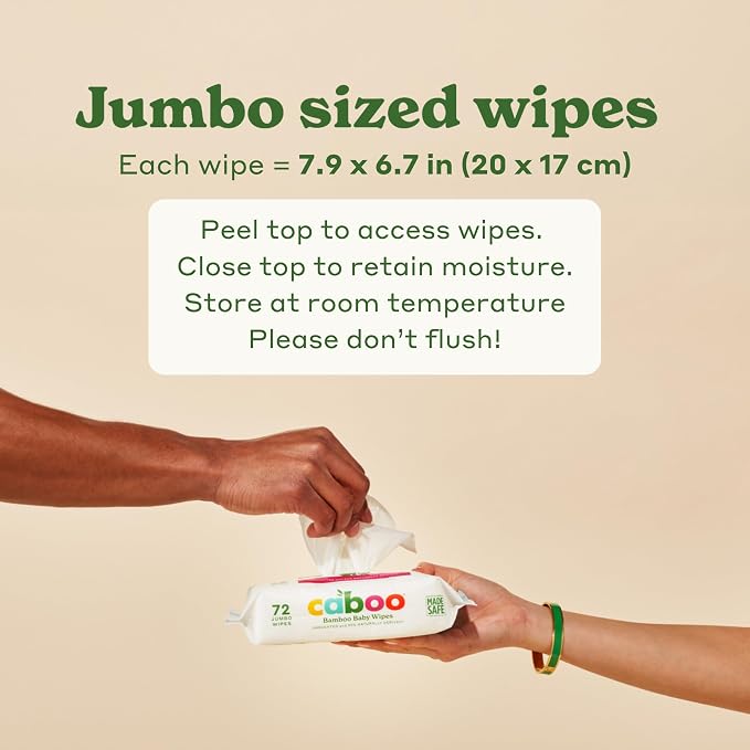Caboo Baby Wipes, Made with Bamboo Viscose, Certified Made Safe Ingredients - Image 6