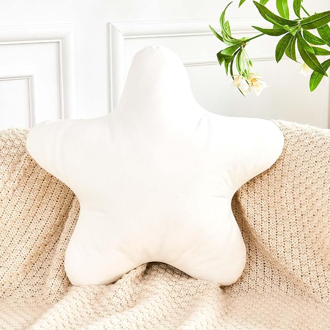 White Star Throw Pillow, Cute Star Pillow Room Decor, Soft 19.6" Star Shaped by XVTRU
