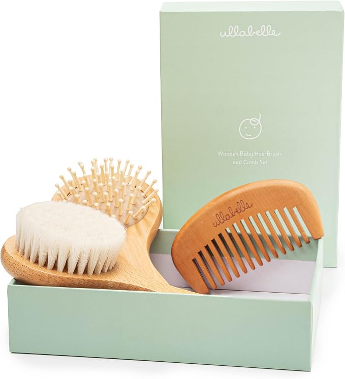 Ullabelle 3 Piece Wooden Baby Hair Brush and Comb Set by ullabelle