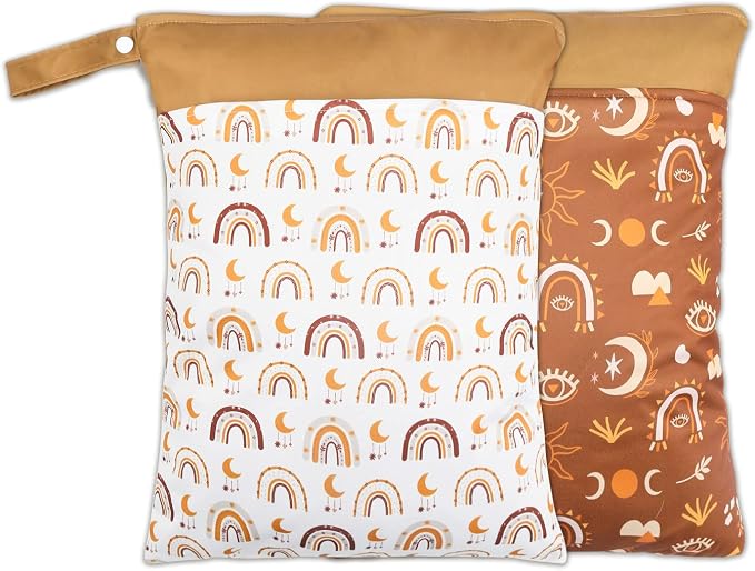 2 Pack Wet Dry Bags for Baby Cloth Diapers&Breast Pump Parts, Waterproof by Smarbore