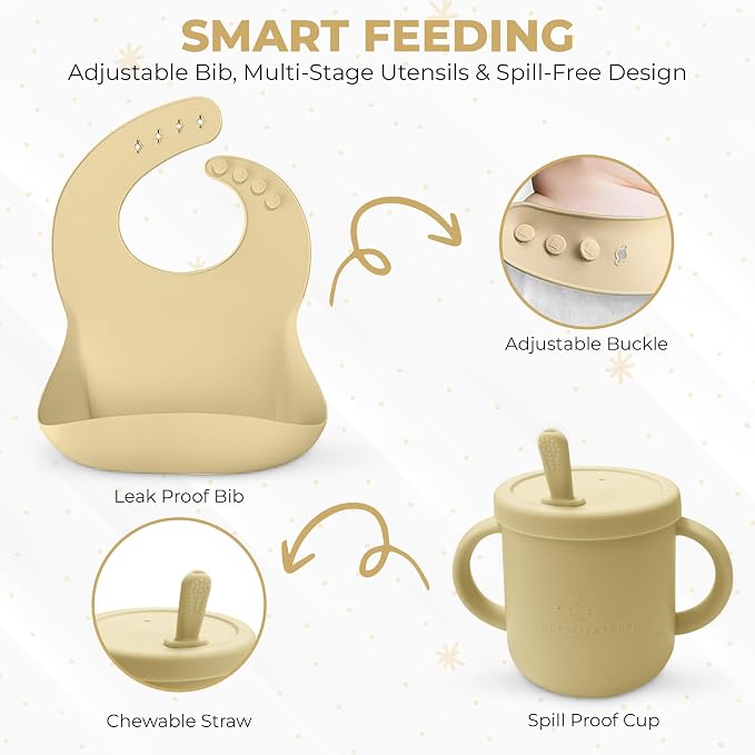 12-Piece Silicone Baby Feeding Set – Suction Bowl, Divided Plate, Utensils & - Image 5