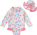Infant Baby Girl Swimsuit One-Piece Long Sleeve Rash Guard by YOUNGERTREE