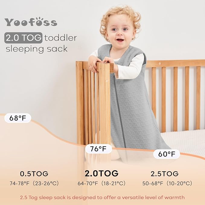 Yoofoss Baby Sleep Sack 0-6 Months, 2.0 TOG Baby Wearable Blanket - Image 6