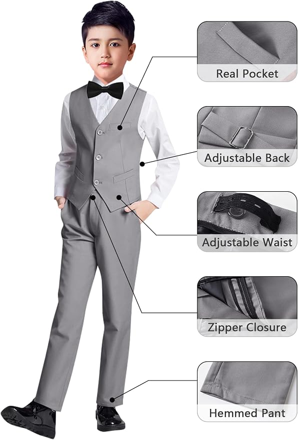 YuanLu Boys Suit for Kids Tuxedo Wedding Ring Bearer Outfit, 5 Piece Boy Slim - Image 4