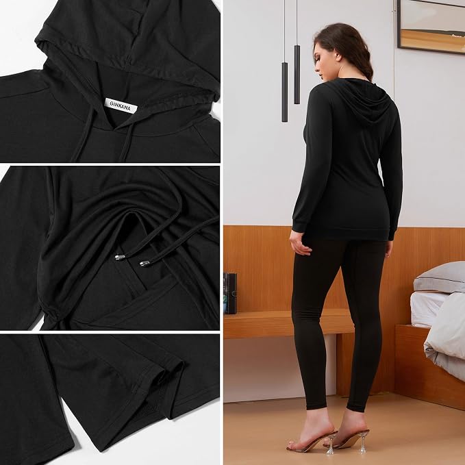 GINKANA Women's Nursing Hoodie Sweatshirt Long Sleeves Breastfeeding Maternity - Image 6