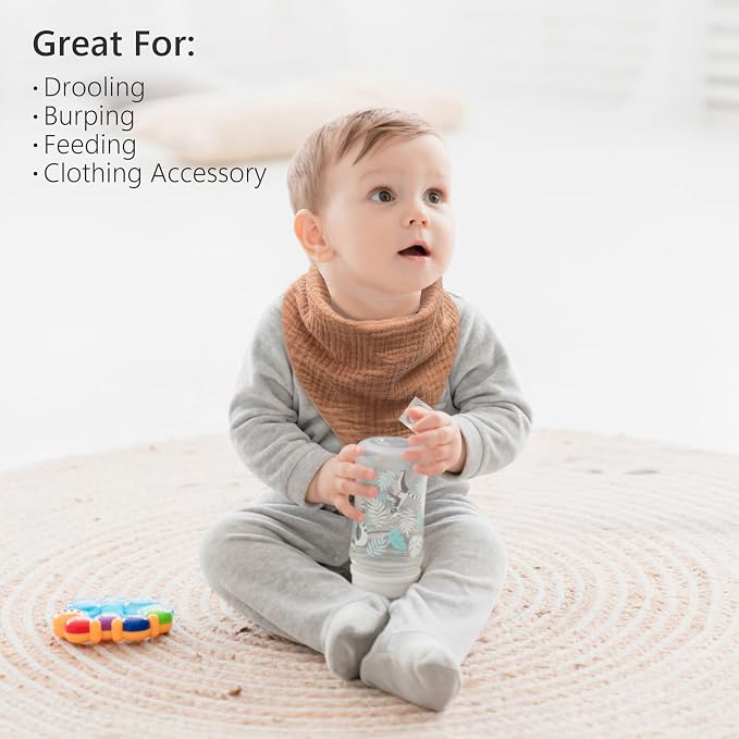 Bearmoss Muslin Baby Bibs 8 Pack Soft Bandana Bibs - Image 4