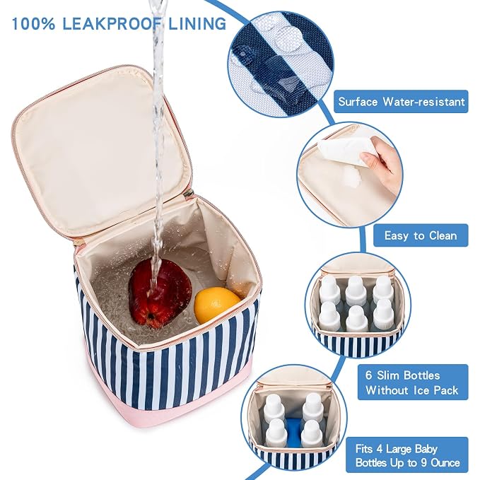 Breastmilk Cooler Bag with Ice Pack Fits 4 Baby Bottles Up to 9 Ounce, Baby - Image 4