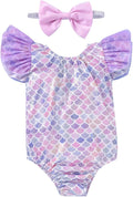 Toddler Girl Baby Ruffles Mermaid Fish Scale Swimsuit One Piece Swimwear by Hiha