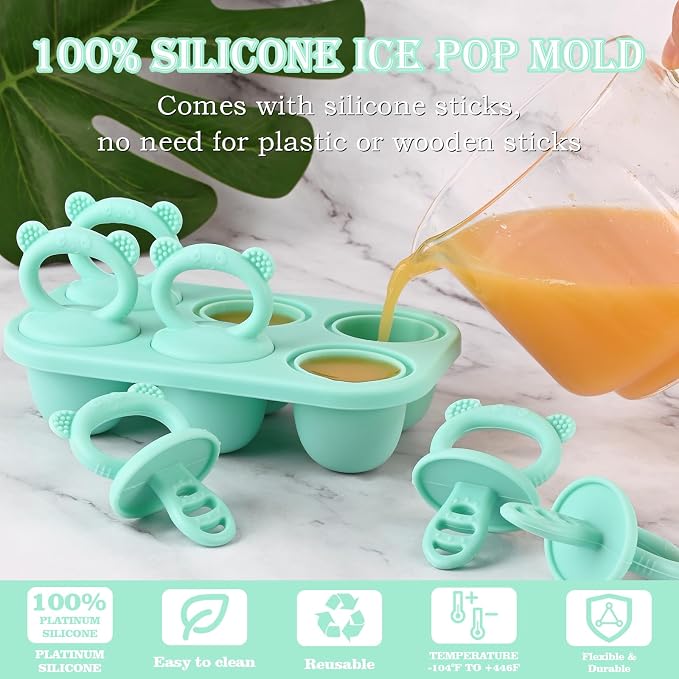 Sakolla Baby Popsicle Molds Mini 6-Cavity Silicone Ice Pop Mold - Image 2