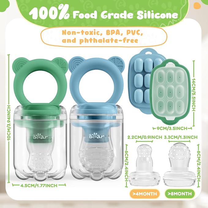 Bear Baby Fruit Food Feeder & Mini Freezer Nibble Tray Combo, 2 Pack Breastmilk - Image 7