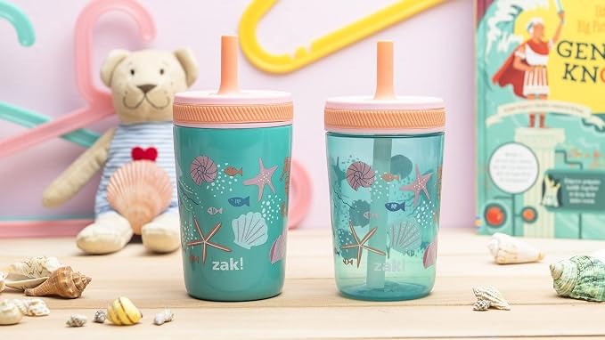 Zak Designs Shells Kelso Tumbler Set, Leak-Proof Screw-On Lid - Image 10