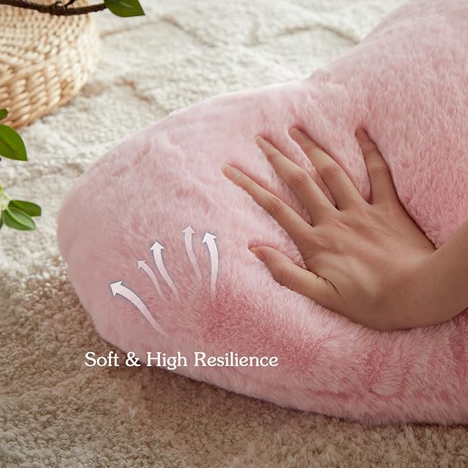 EastTree Heart Pillows, Love Throw Pillows Gifts, Ultra Soft Faux Rabbit Fur - Image 5